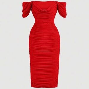 Off-Shoulder Bodycon Red Dress Sz Lg